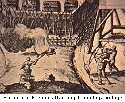 Hurons and French attacking Onondaga village