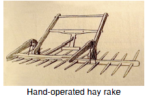 Hand operated hay rake