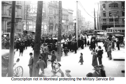Conscription riot in Montreal protesting the Military Service Bill