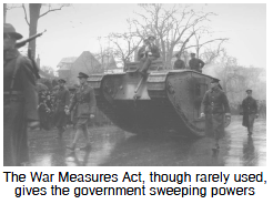 The War Measures Act gavew the givernment sweeping powers