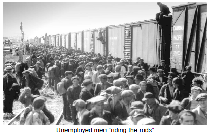 Unemployed men riding the rods