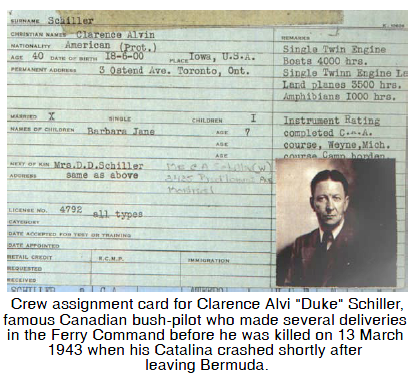 Crew assignment card for Clarence Alvi "Duke" Schiller